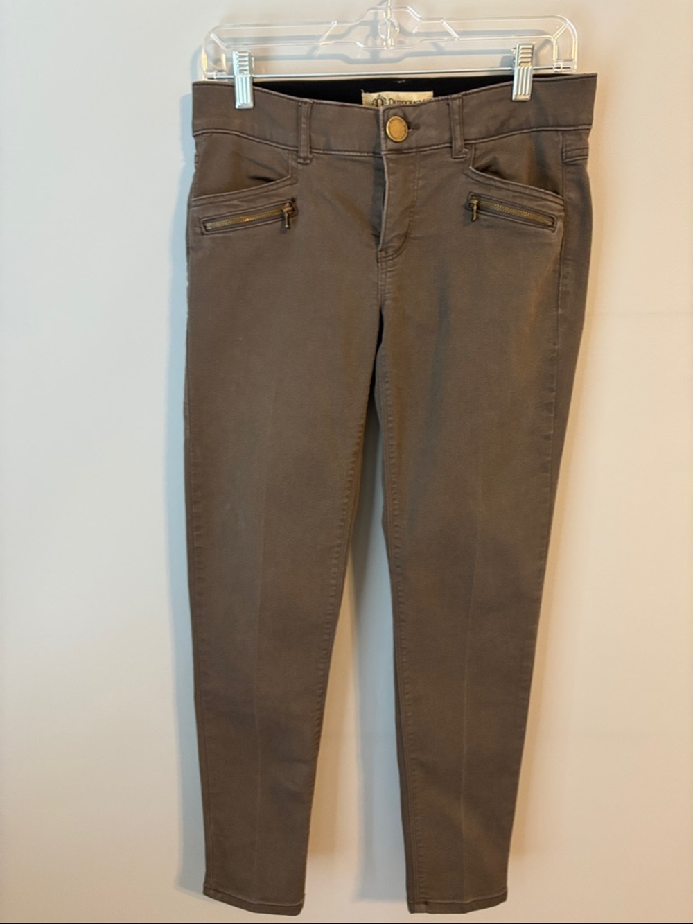 Democracy Olive Green Skinny Jeans with Zip Detail
